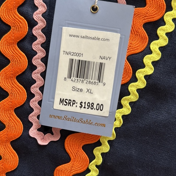 NWT Sail to Sable ric rac RAINBOW trim linen tunic dress - Picture 7 of 7